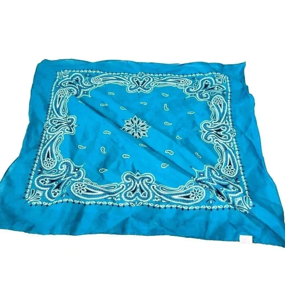 Bandana Scarf Handkerchief Aqua Blue 100% Cotton 21 1/2